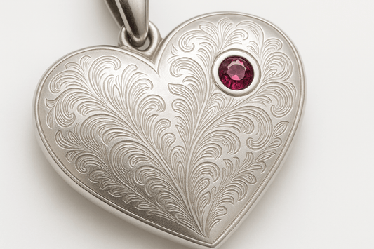 Hp20 Silver Heart Pendant with Ruby Accent - Premium Quality S201225 - Rosa argento