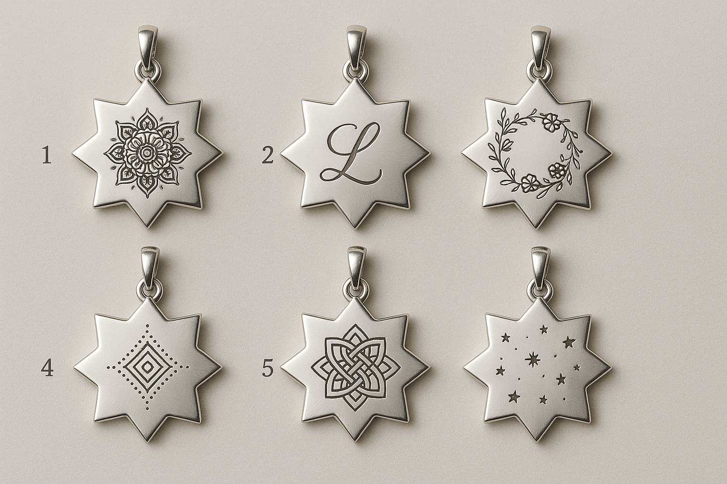 8star small pendants S600125 - Rosa argento