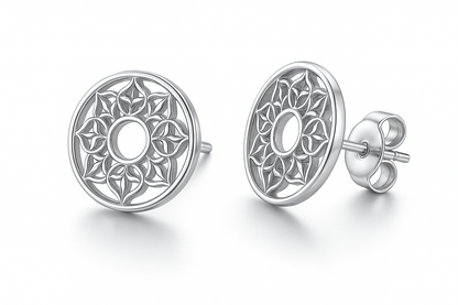 Sterling Silver Signature Earrings - Handcrafted Jewelry S400325 - Rosa argento