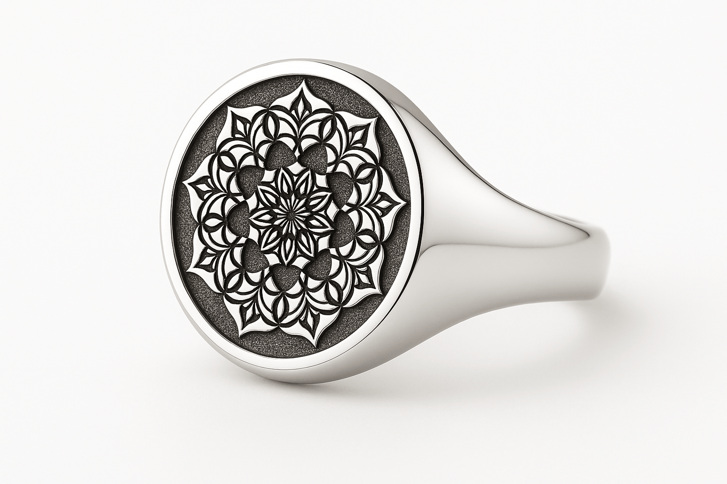 Sterling Silver Signature Ring - Handcrafted Jewelry S101925 - Rosa argento