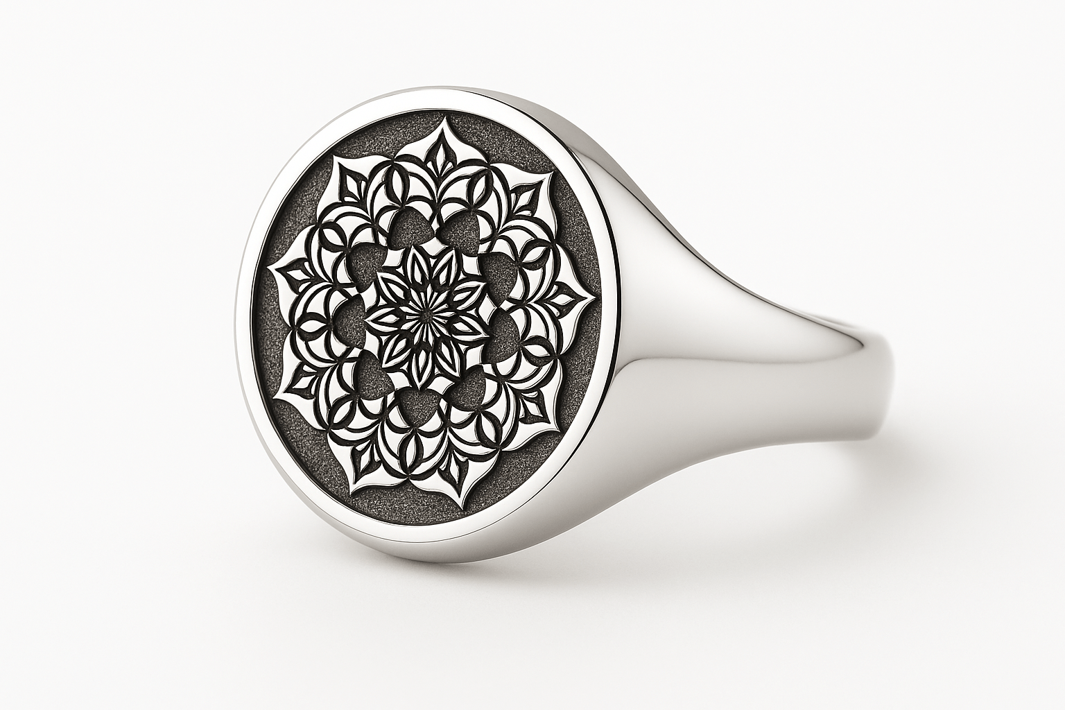 Sterling Silver Signature Ring - Handcrafted Jewelry S101925 - Rosa argento