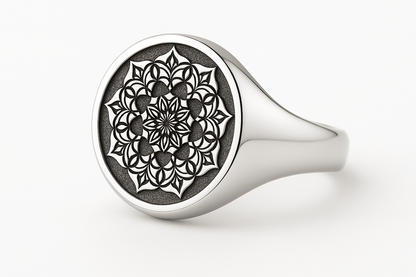 Sterling Silver Signature Ring - Handcrafted Jewelry S101925 - Rosa argento