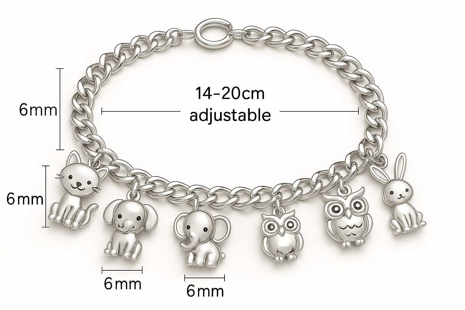 Animal bracelet with measurements