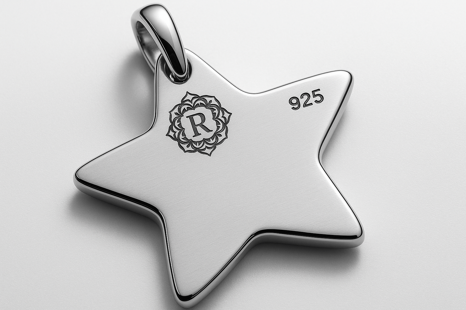 Sterling Silver Pendant - Handcrafted Necklace Charm S202025 - Rosa argento