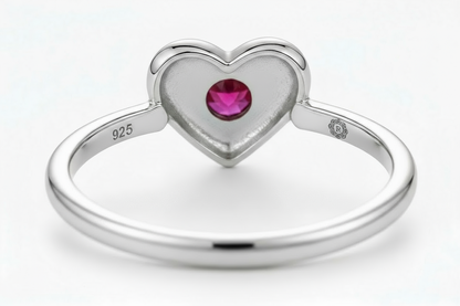 Back of ring with Rosa Argento logo engraved on top right and 925 on top left