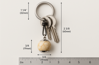 Beige Marble Keychain Measurement Guide