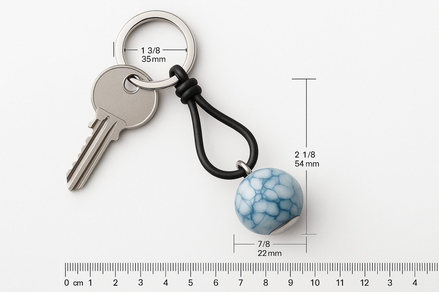 Blue Marble Keychain Measurement Guide