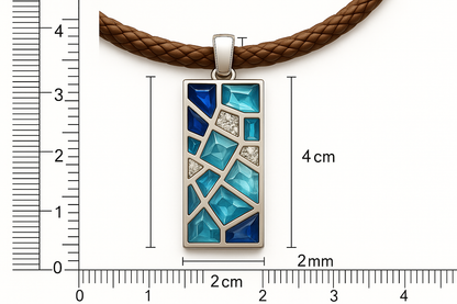 Blue Mosaic Pendant Measurement Guide - 2cm x 4cm x 2mm