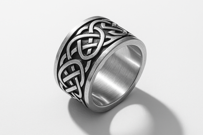 Celtic engraved silver ring