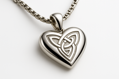 Celtic heart pendant side angle