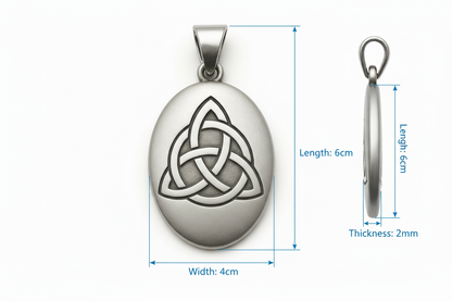 Celtic pendant measurements - 6cm length, 4cm width, 2mm thickness