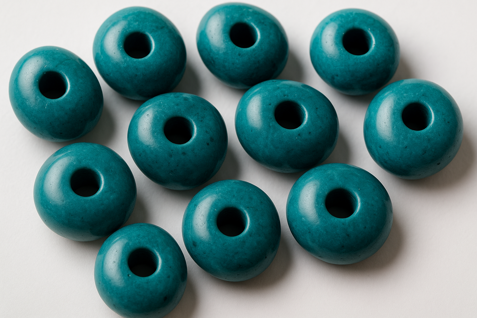 Chunky bluish turquoise pebbles with large holes for leather chain