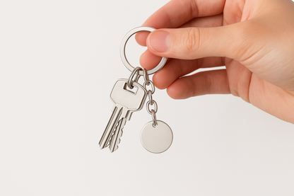 Circular Pendant Keychain with Keys Lifestyle