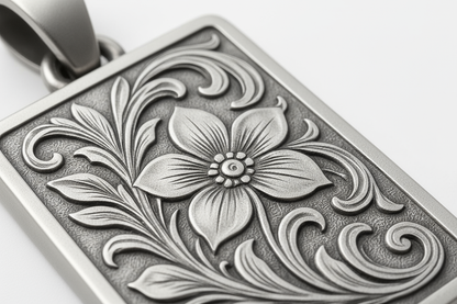 Close-up of Psr23 pendant engraving details