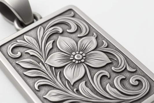 Close-up of Psr23 pendant engraving details