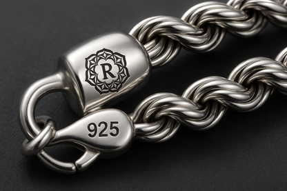 Close-up with 925 marking and logo