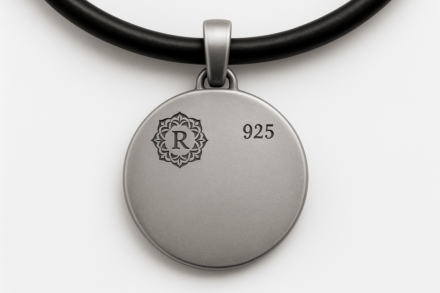 Sterling Silver Signature Pendant - Handcrafted Necklace Charm S201825 - Rosa argento