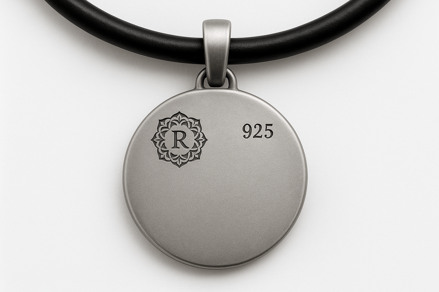 Sterling Silver Signature Pendant - Handcrafted Necklace Charm S201825 - Rosa argento