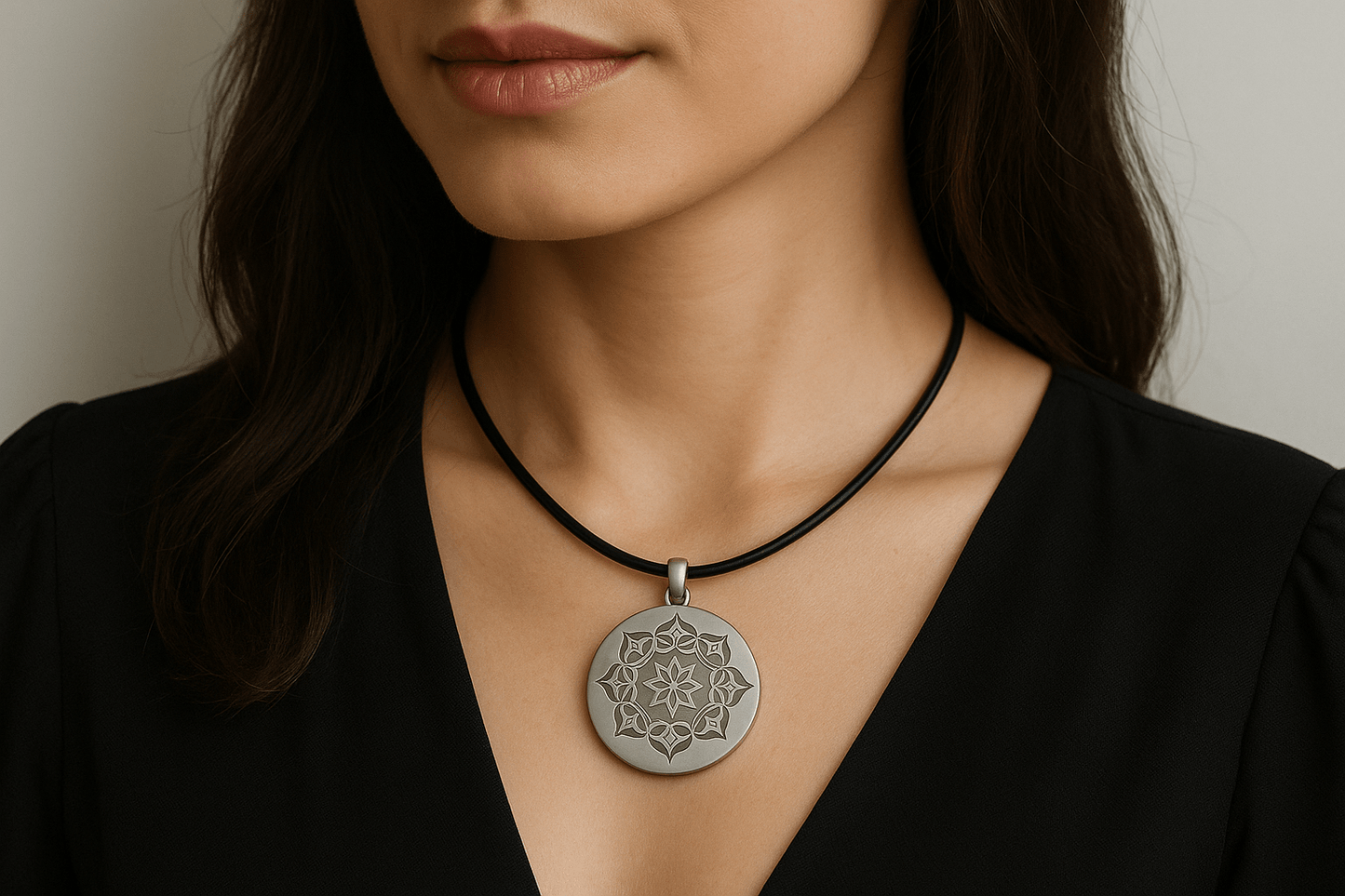 Sterling Silver Signature Pendant - Handcrafted Necklace Charm S201825 - Rosa argento