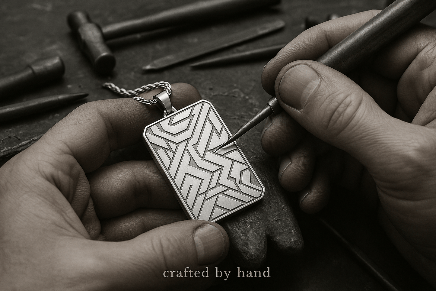 Sterling Silver Pendant - Handcrafted Necklace Charm S202225 - Rosa argento