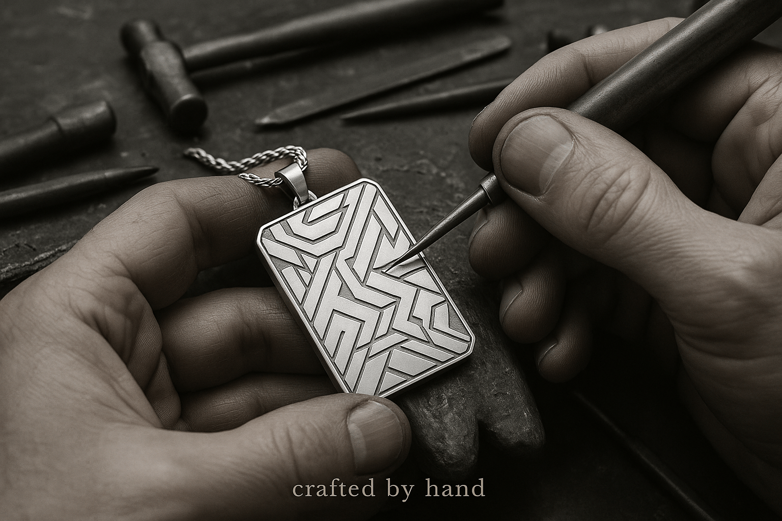 Sterling Silver Pendant - Handcrafted Necklace Charm S202225 - Rosa argento