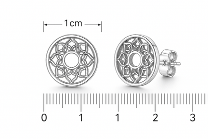 Sterling Silver Signature Earrings - Handcrafted Jewelry S400325 - Rosa argento