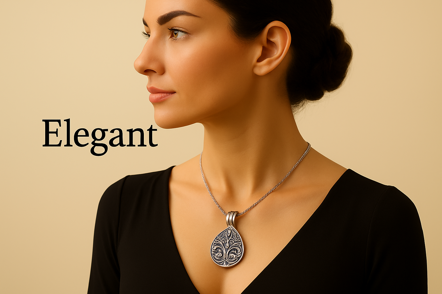 Elegant jewelry advertisement with normal font