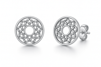 Sterling Silver Signature Earrings - Handcrafted Jewelry S400325 - Rosa argento