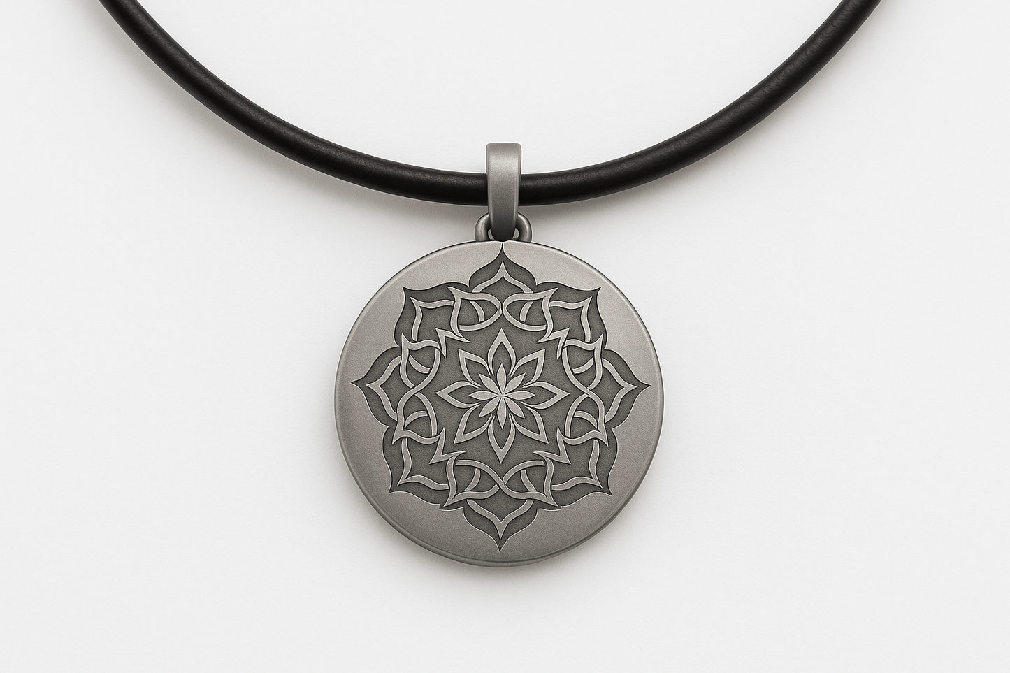 Sterling Silver Signature Pendant - Handcrafted Necklace Charm S201825 - Rosa argento