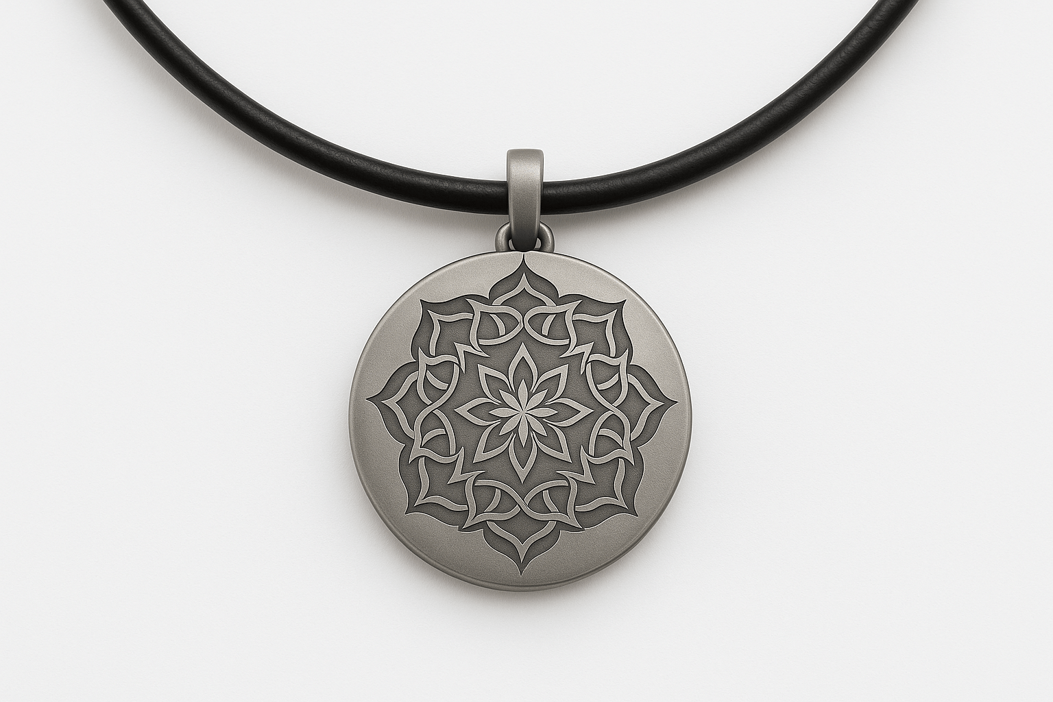 Sterling Silver Signature Pendant - Handcrafted Necklace Charm S201825 - Rosa argento