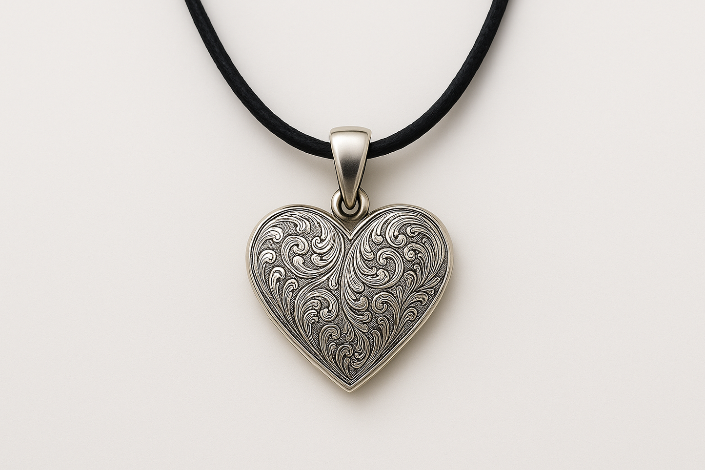 Fully engraved heart pendant