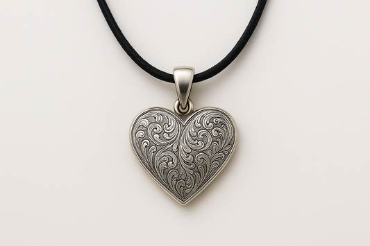 Fully engraved heart pendant