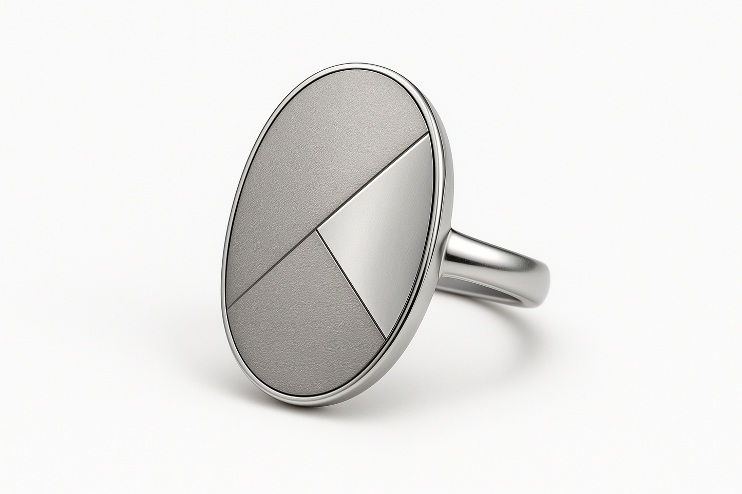 Geometric oval silver ring