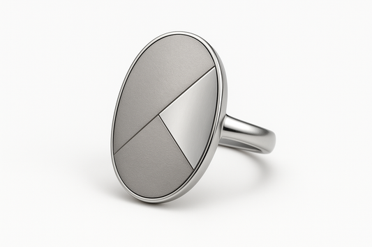 Geometric oval silver ring