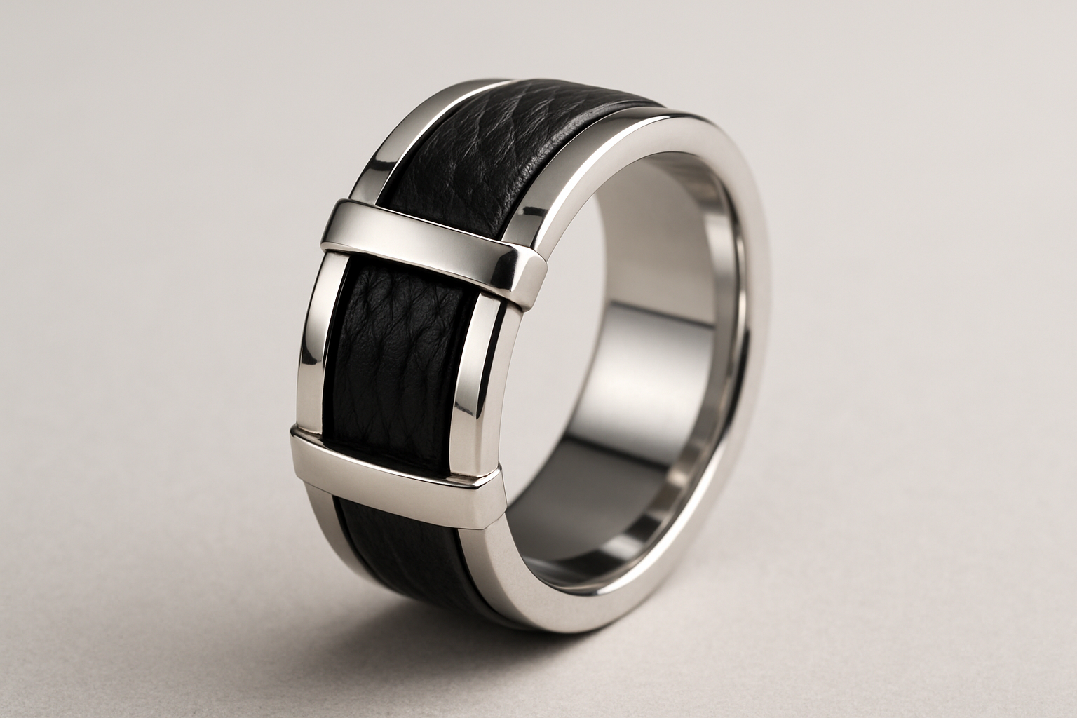 Give a silver ring with leather