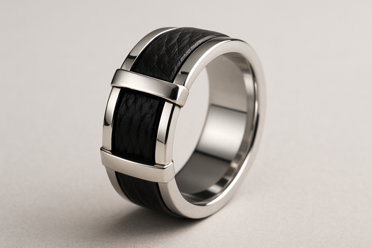 Give a silver ring with leather