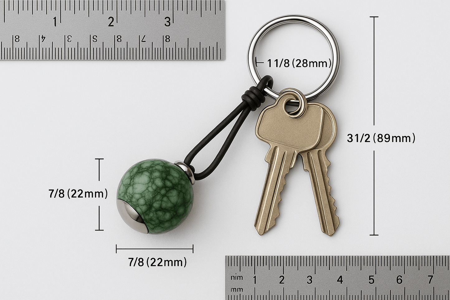 Kmg2 Silver Green Marble Stone Keychain - Premium Quality S500225 - Rosa argento