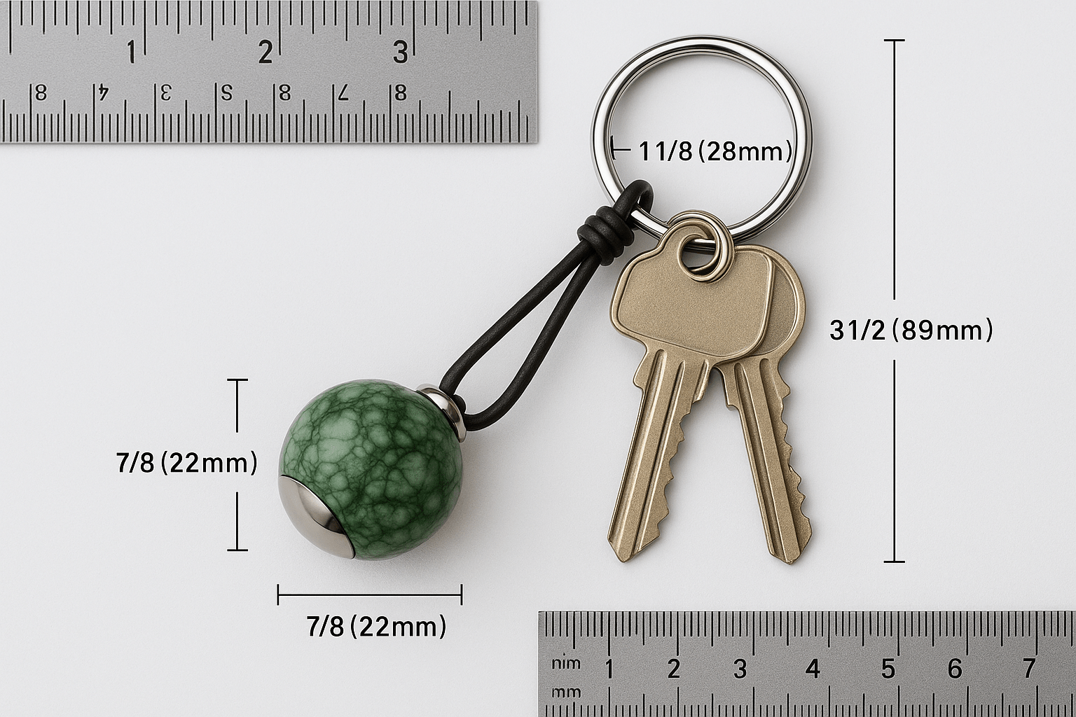 Kmg2 Silver Green Marble Stone Keychain - Premium Quality S500225 - Rosa argento