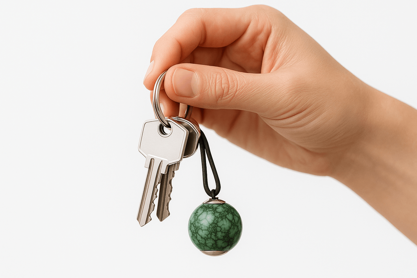 Kmg2 Silver Green Marble Stone Keychain - Premium Quality S500225 - Rosa argento