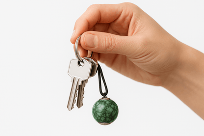 Kmg2 Silver Green Marble Stone Keychain - Premium Quality S500225 - Rosa argento