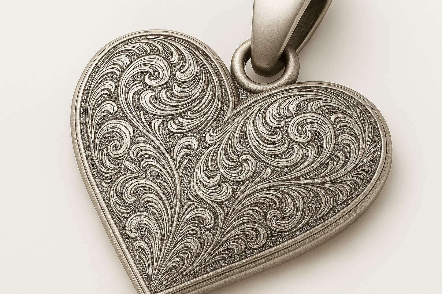 Ph5 Silver Heart Pendant Necklace with Red Leather Cord - Engraved Design S201425 - Rosa argento