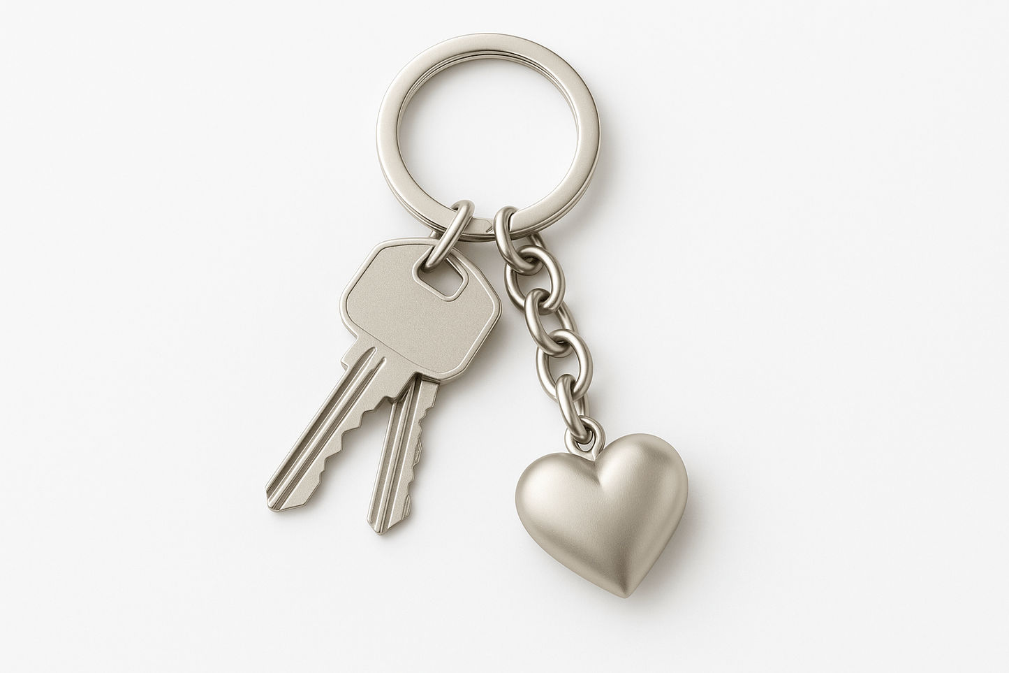 Ksh Silver Heart Pendant Keychain - Premium Quality S500625 - Rosa argento