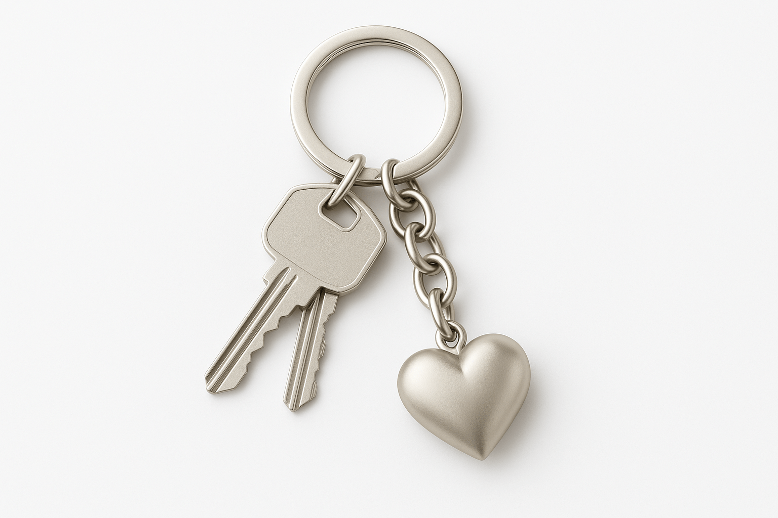 Ksh Silver Heart Pendant Keychain - Premium Quality S500625 - Rosa argento