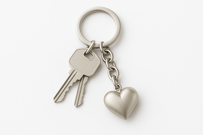 Ksh Silver Heart Pendant Keychain - Premium Quality S500625 - Rosa argento