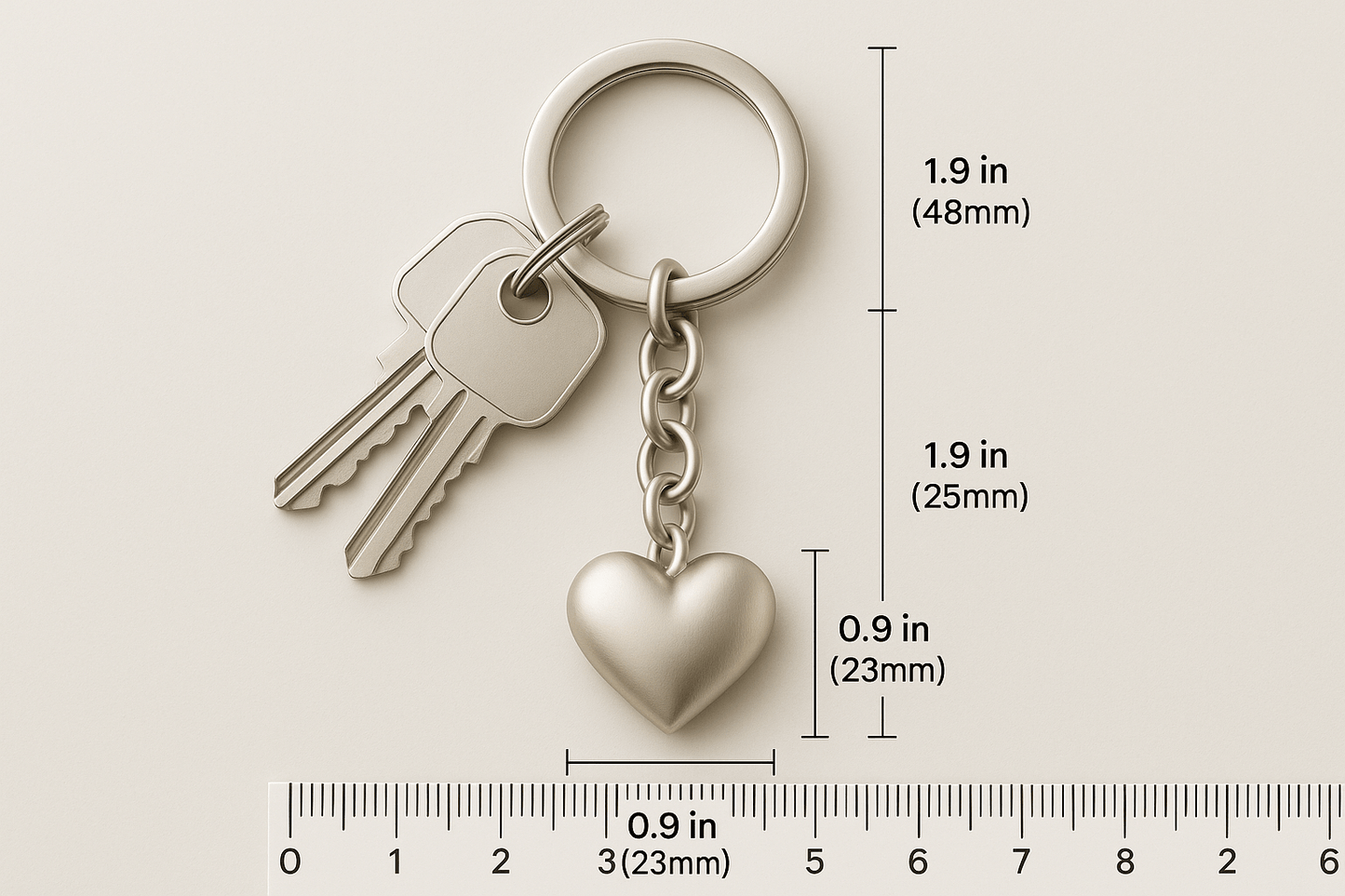 Ksh Silver Heart Pendant Keychain - Premium Quality S500625 - Rosa argento