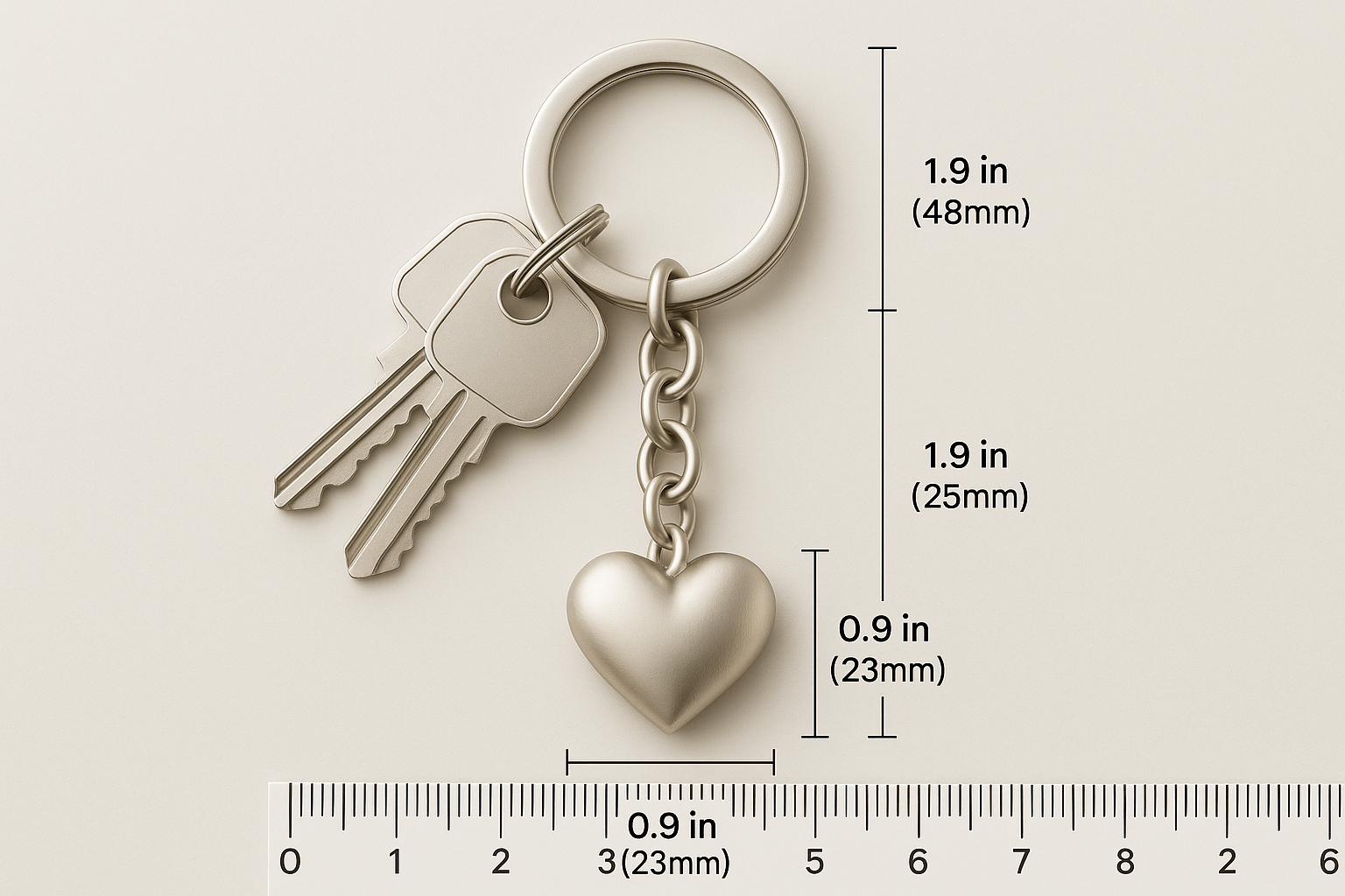 Ksh Silver Heart Pendant Keychain - Premium Quality S500625 - Rosa argento