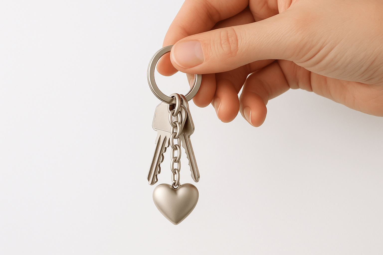 Ksh Silver Heart Pendant Keychain - Premium Quality S500625 - Rosa argento