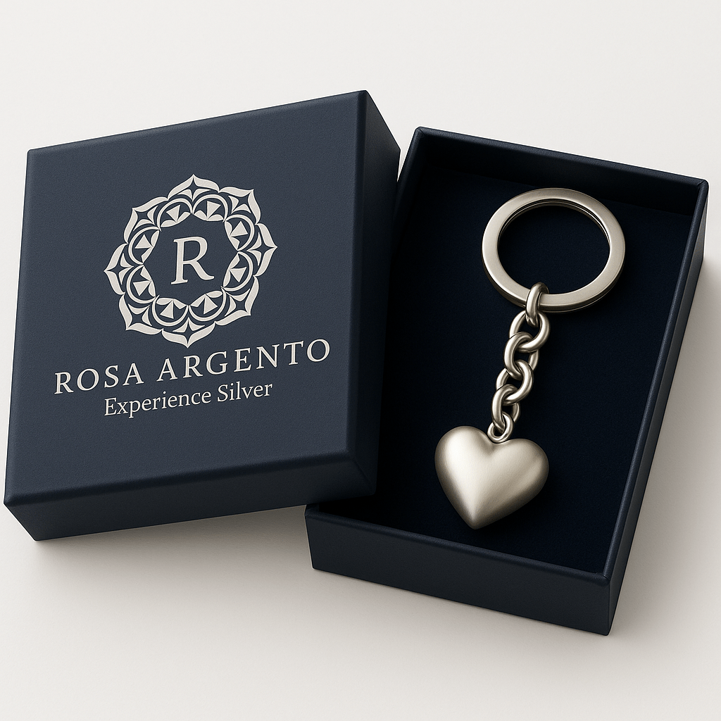 Ksh Silver Heart Pendant Keychain - Premium Quality S500625 - Rosa argento
