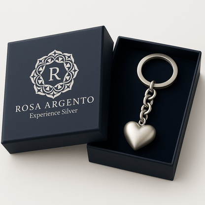 Ksh Silver Heart Pendant Keychain - Premium Quality S500625 - Rosa argento