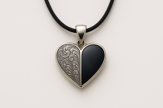 Heart pendant with black inlay